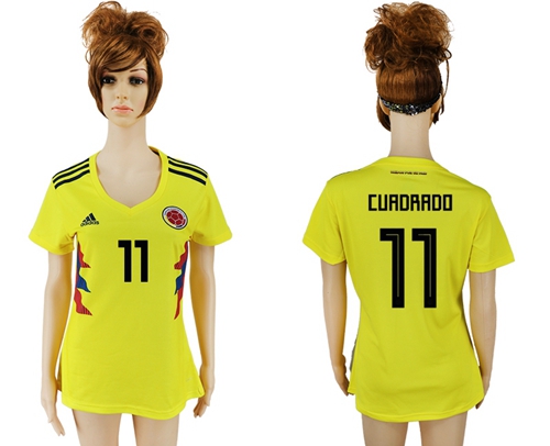 Women's Colombia #11 Cuadrado Home Soccer Country Jersey